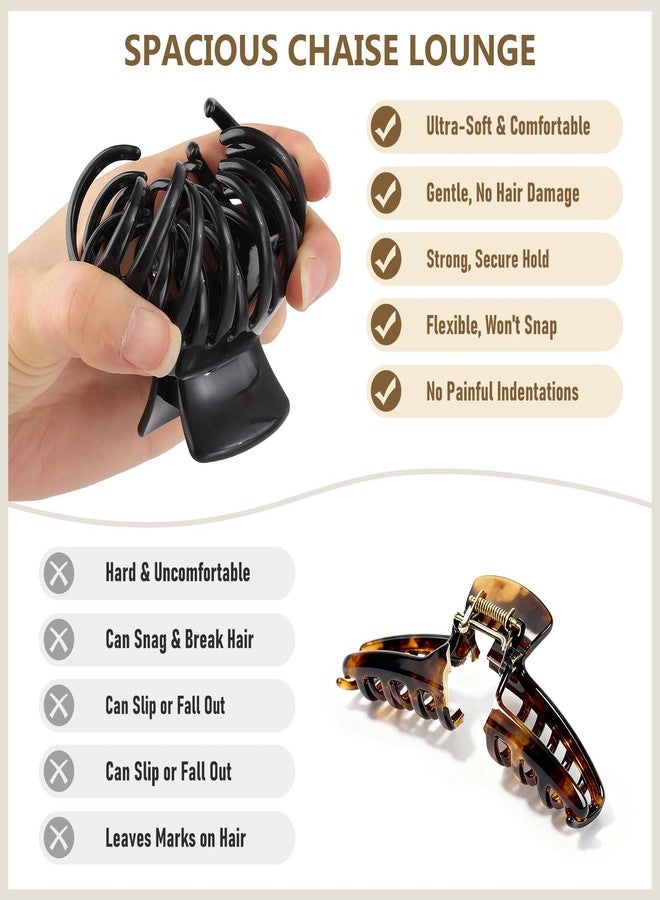 CHLINS 4 Pack Silicone Flexible Hair Claw Clips - Nonslip Large Bendable Soft Claw Clip for Women, Silicone Hair Clips Hair Accessories - Image 3